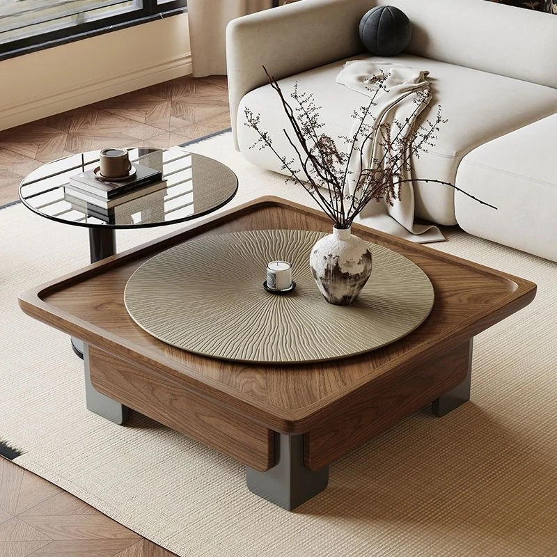 Скандинавские роскошные дизайнерские журнальные столики из цельного дерева - Фотография_3