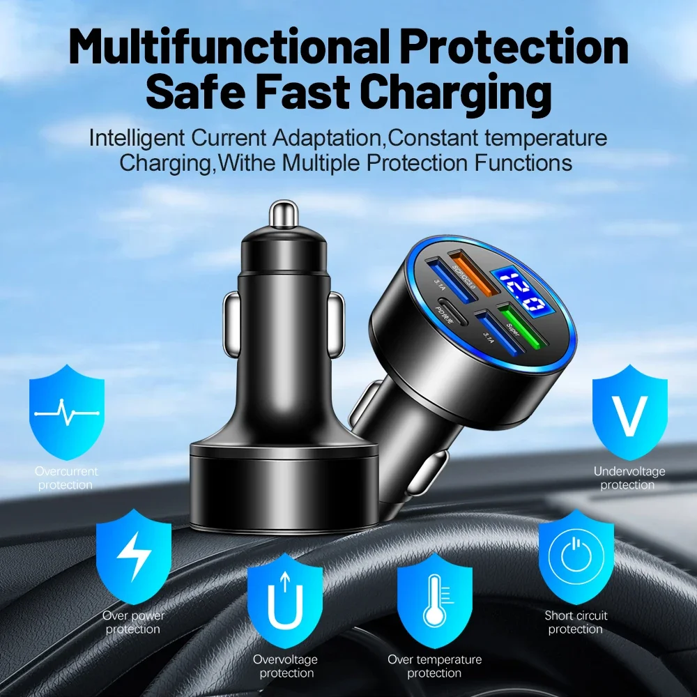 Usb автомобильное зарядное устройство быстрая зарядка pd qc3 - Фотография_5