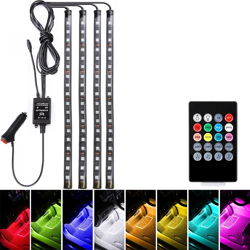 Светодиодный rgb автомобильный ножной окружающий свет с usb-сигаретой - Фотография_5