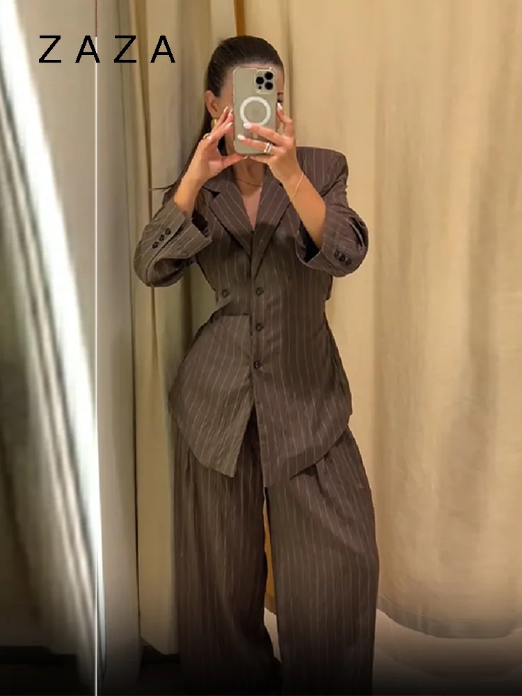 Винтажный блейзер в коричневую полоску - Фотография_5