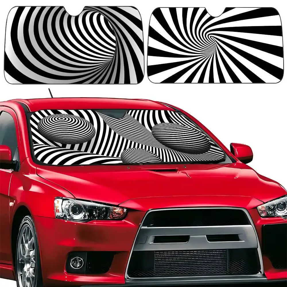 Черно-белые 3d автомобильные солнцезащитные шторы на лобовое стекло