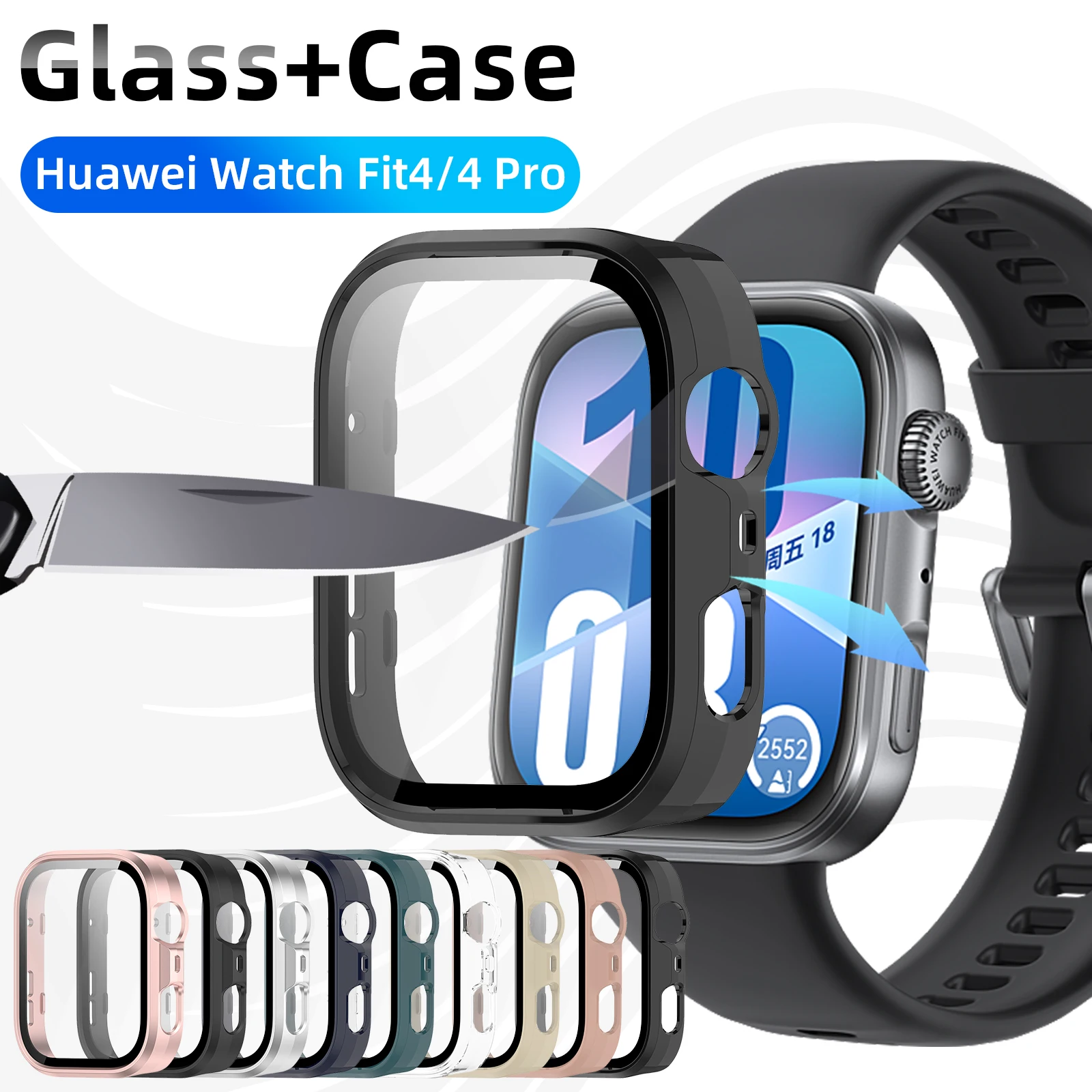 Стекло + чехол для huawei watch fit 4/4 pro
