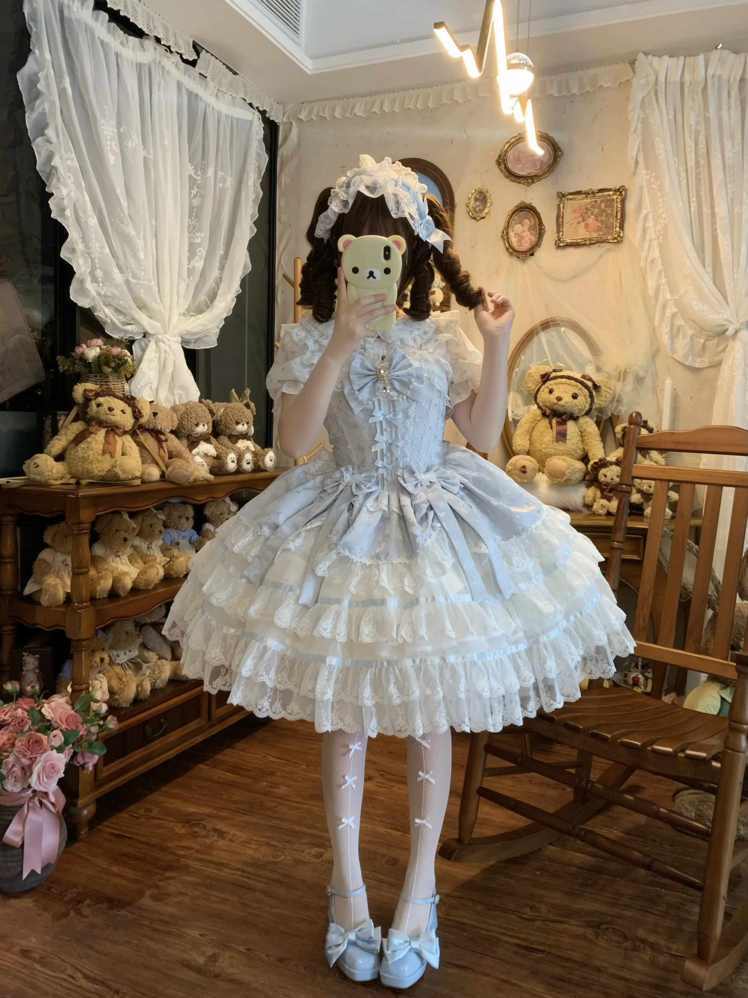 Синее платье лолиты в балетном стиле с милым бантом jsk - Фотография_5