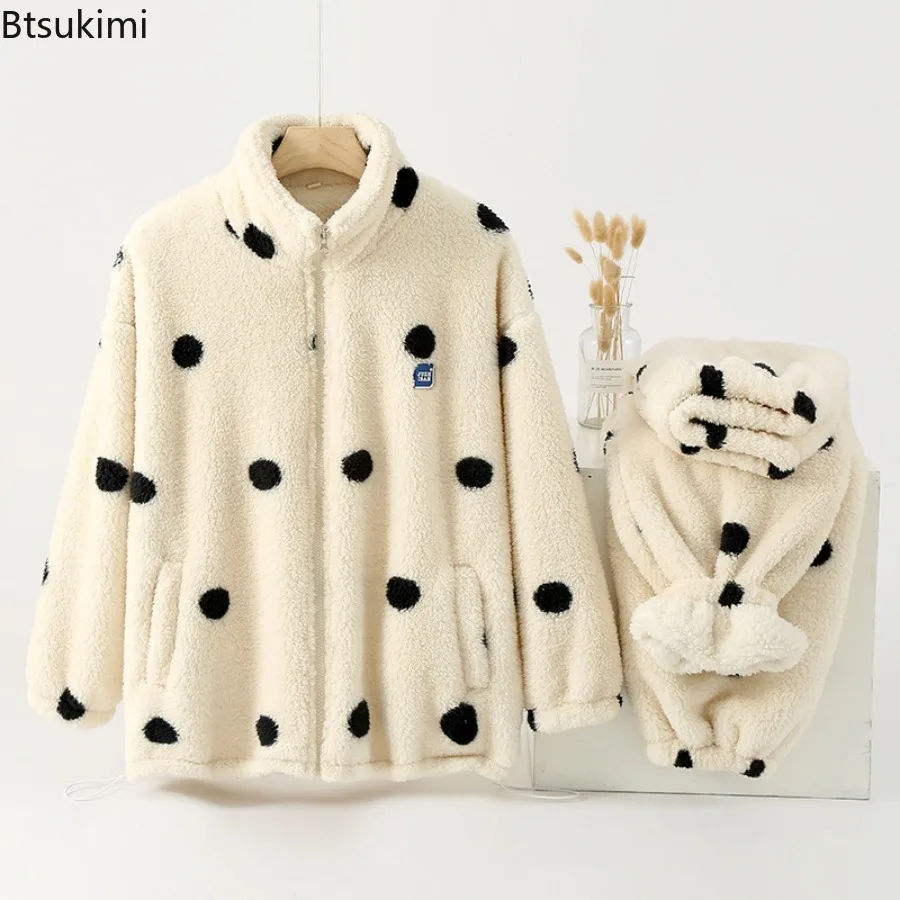 Осенне-зимние плюшевые бархатные пижамы с воротником-стойкой для женщин