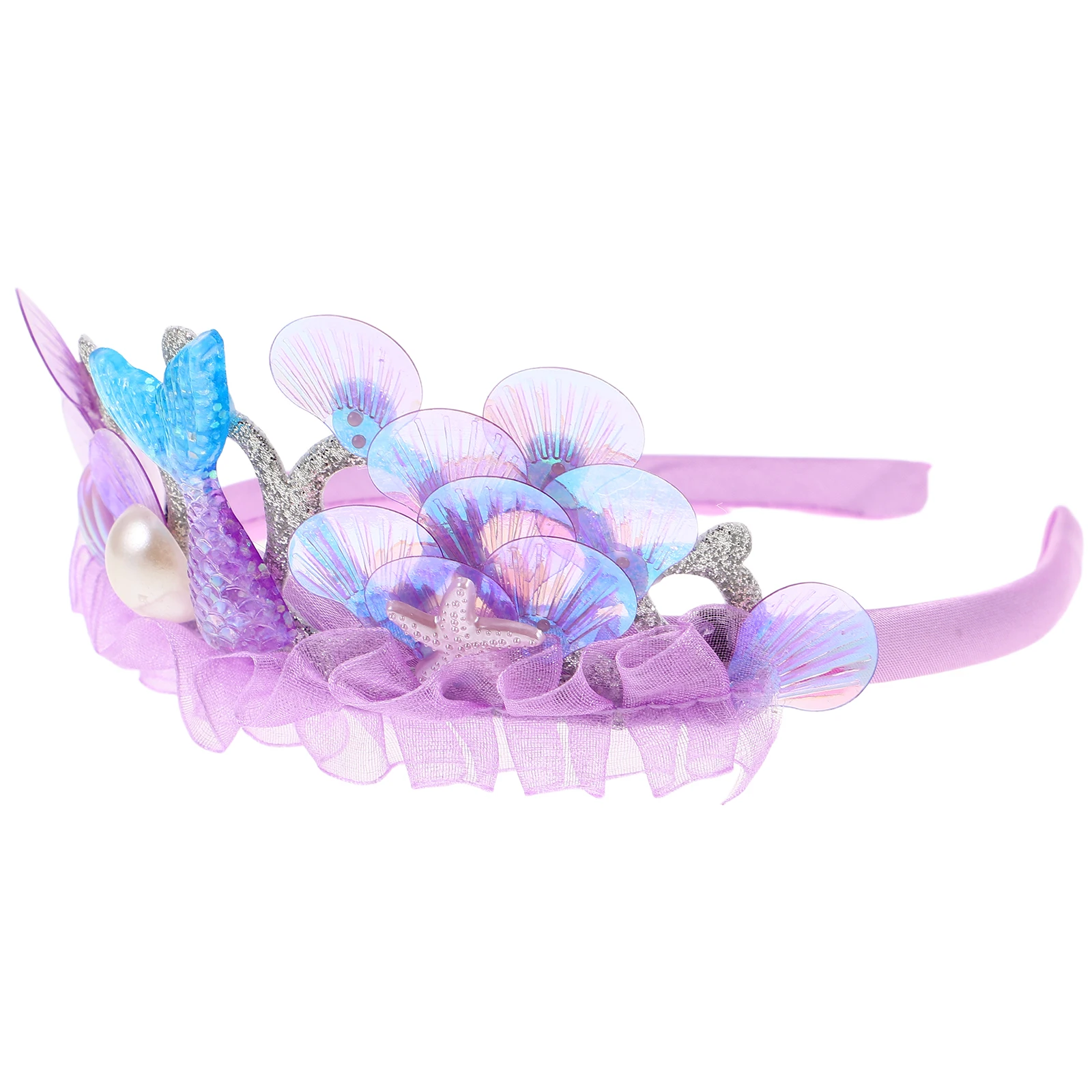 Детские повязки на голову в виде ракушки с океанскими волосами для девочек - Фотография_6