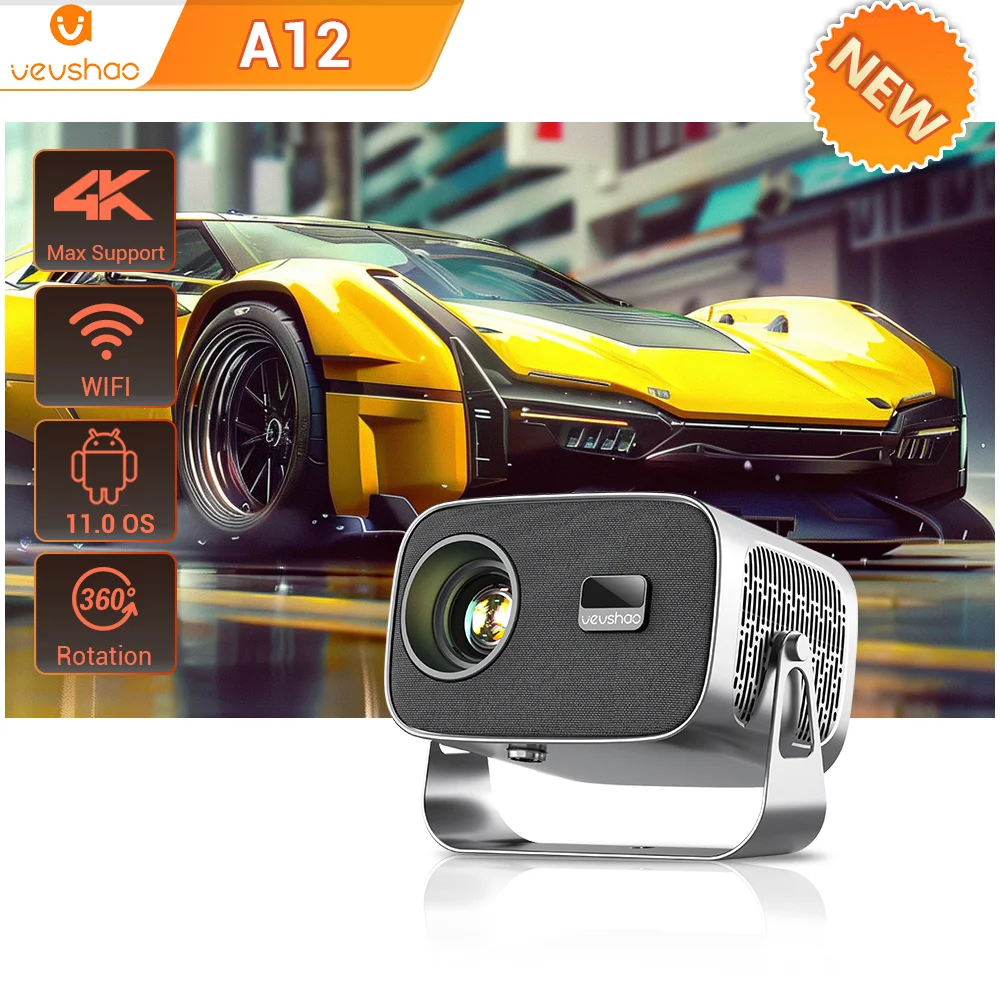 Vevshao a12 проектор мини портативный светодиодный видео android 13
