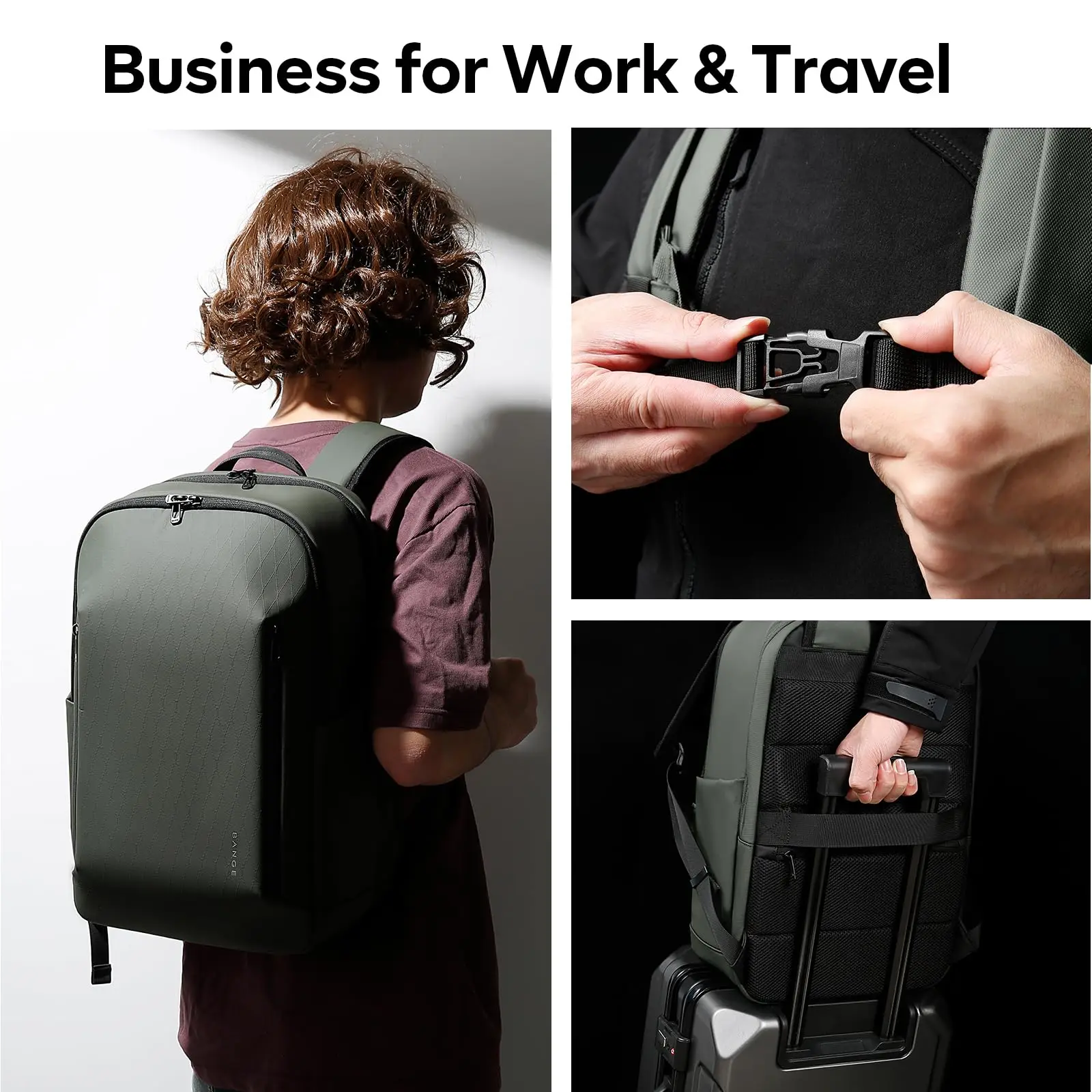 Bange модный простой дизайн женский рюкзак противоугонный 15 - Фотография_6