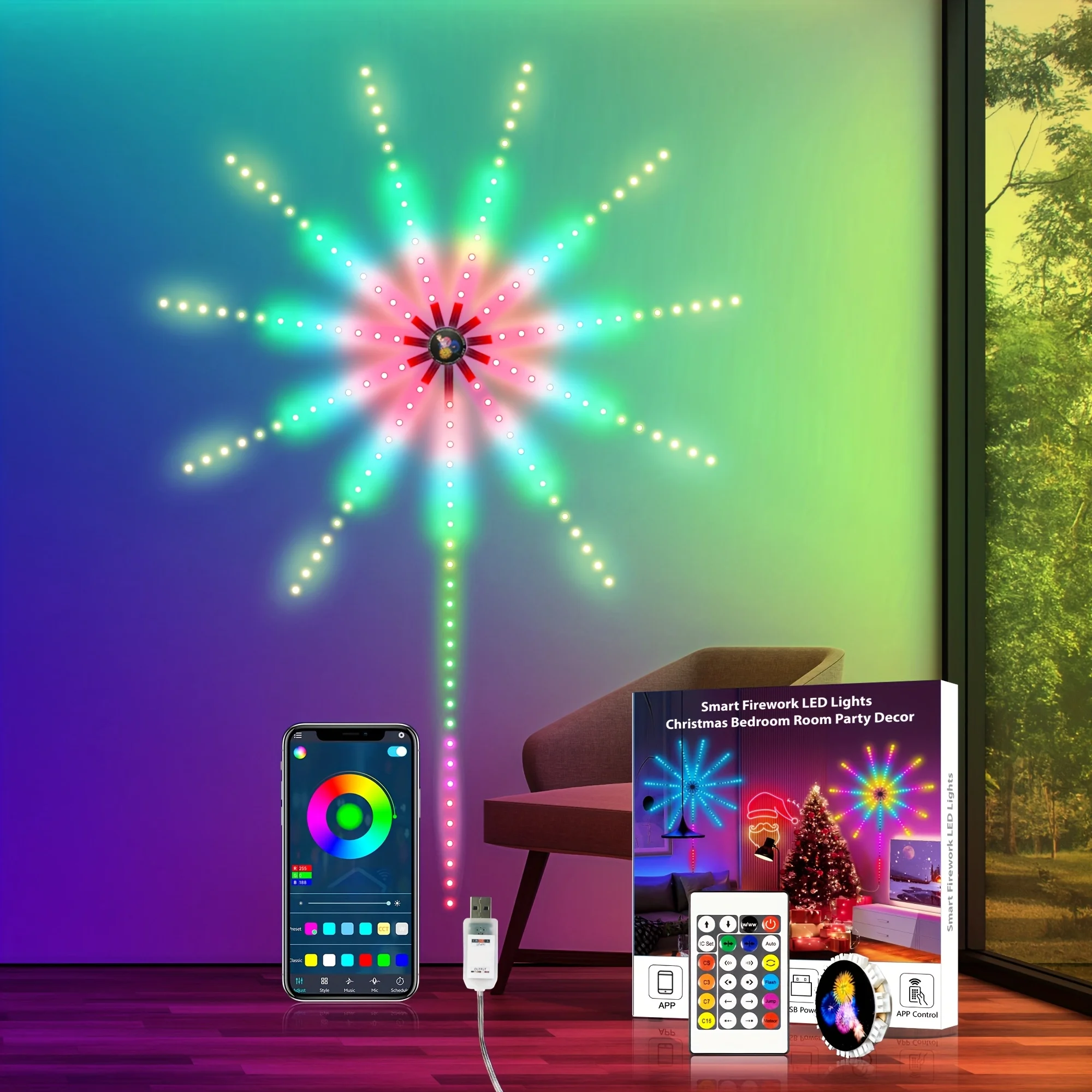 Приложение smart control ic led rgb фейерверк 10 шт - Фотография_2