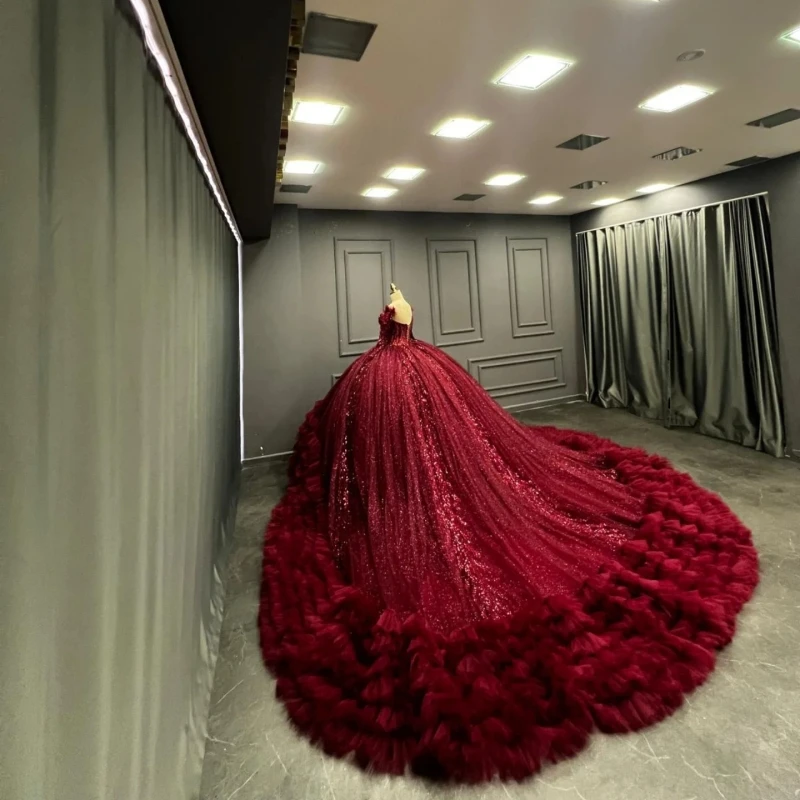 Блестящие красные платья quinceanera - Фотография_3