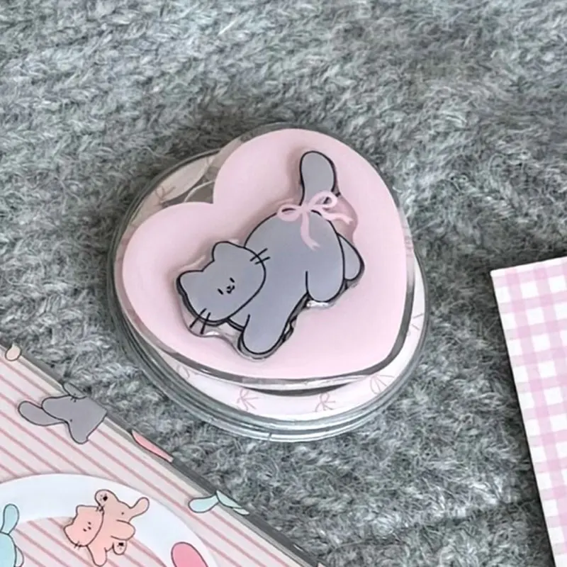 Мультяшный кот love heart серый