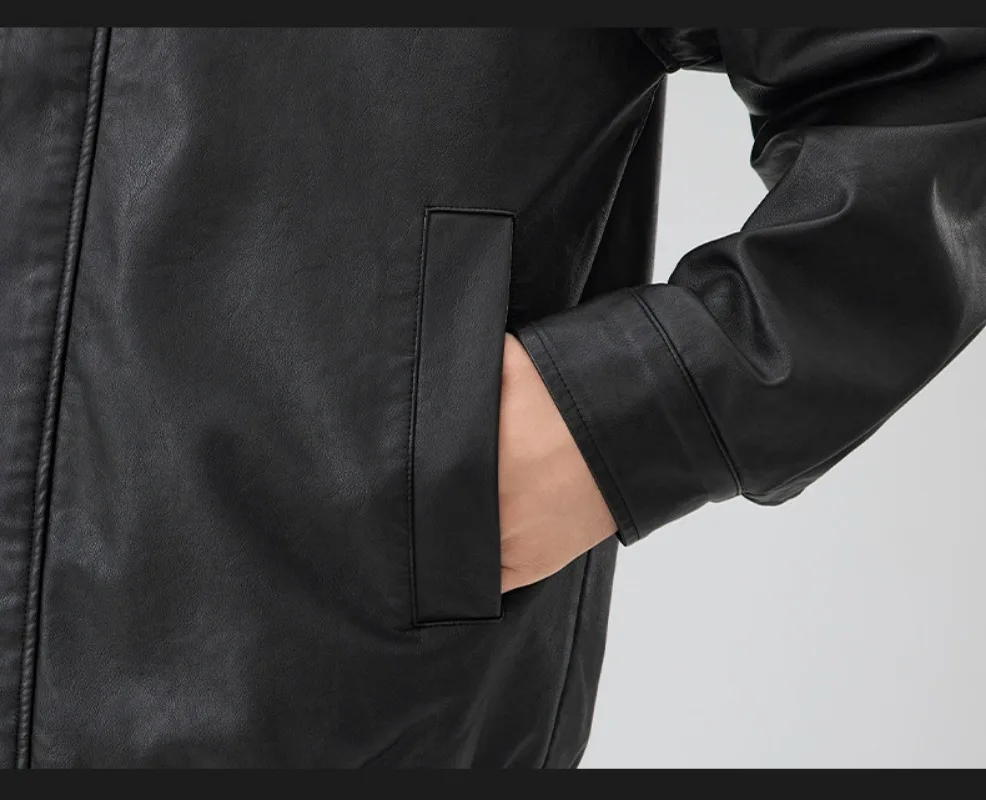 Мужские куртки, осенняя новая кожаная - Фотография_6