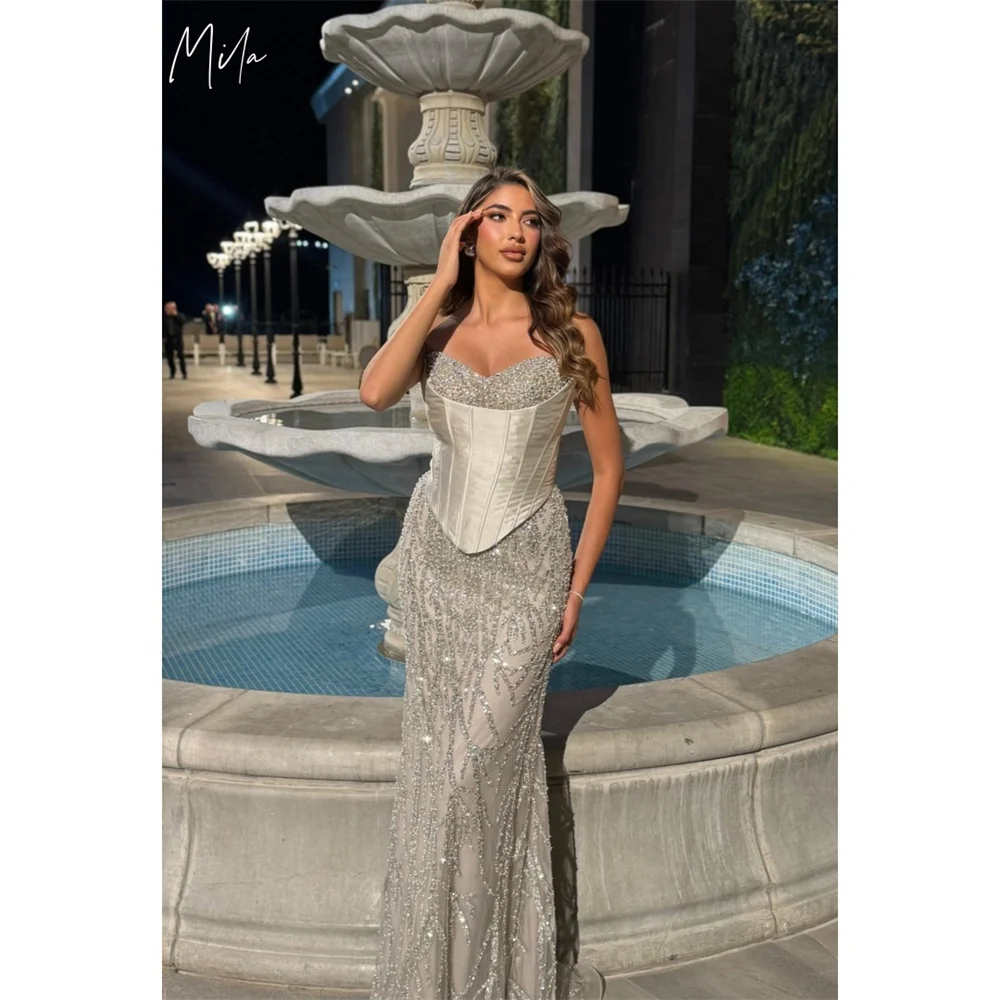 Серое вечернее платье mila без бретелек по индивидуальному заказу