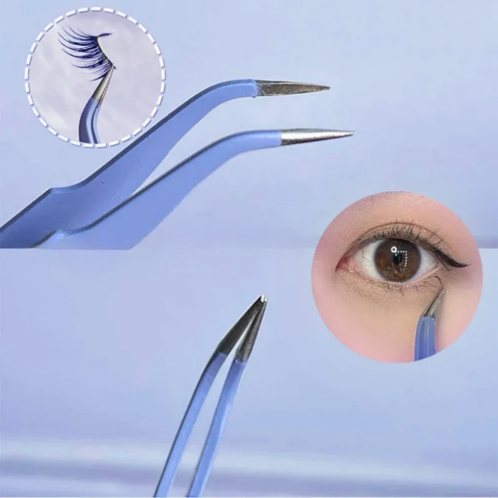 Цветные прямые + изогнутые пинцеты из нержавеющей стали для дизайна ногтей - Фотография_3