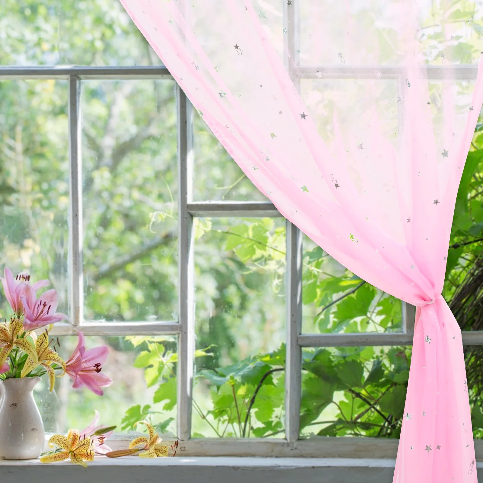 Прозрачная занавеска с рисунком звезд - Фотография_4