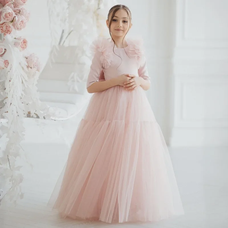 Customized light pink  flower girl