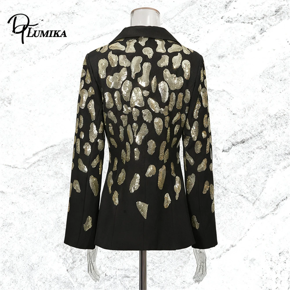 Dtlumika модный длинный пиджак с лацканами для женщин - Фотография_5