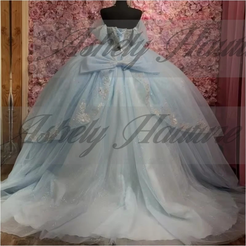 Платье quinceanera на заказ ice blue sweet 16 - Фотография_2