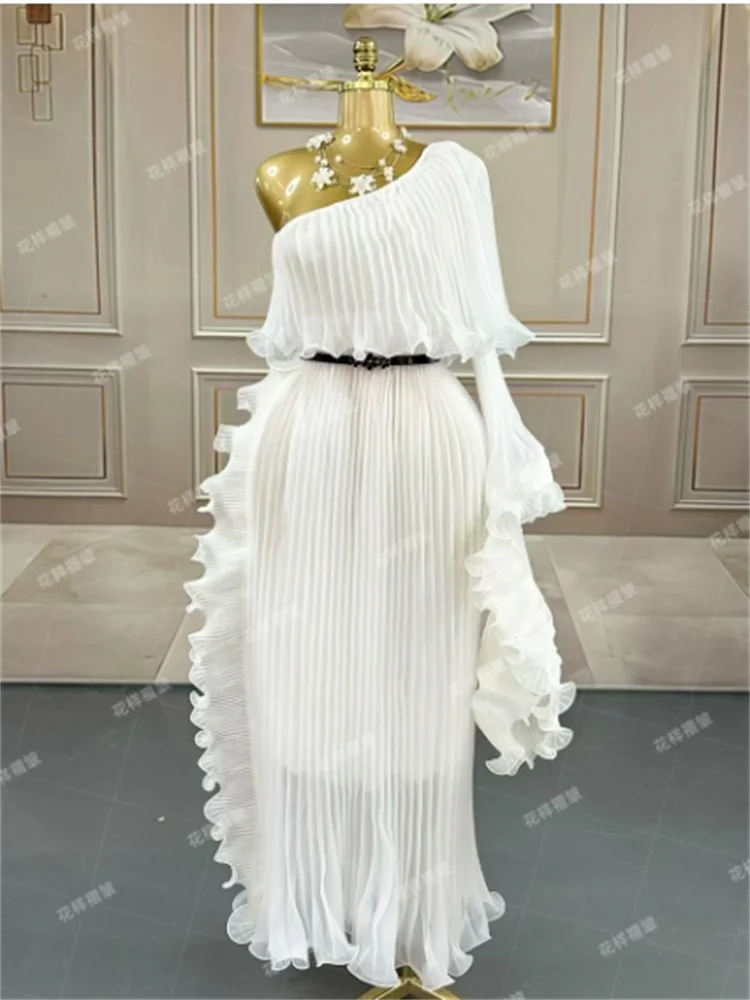 Miyake модное дизайнерское платье с наклонными плечами - Фотография_5
