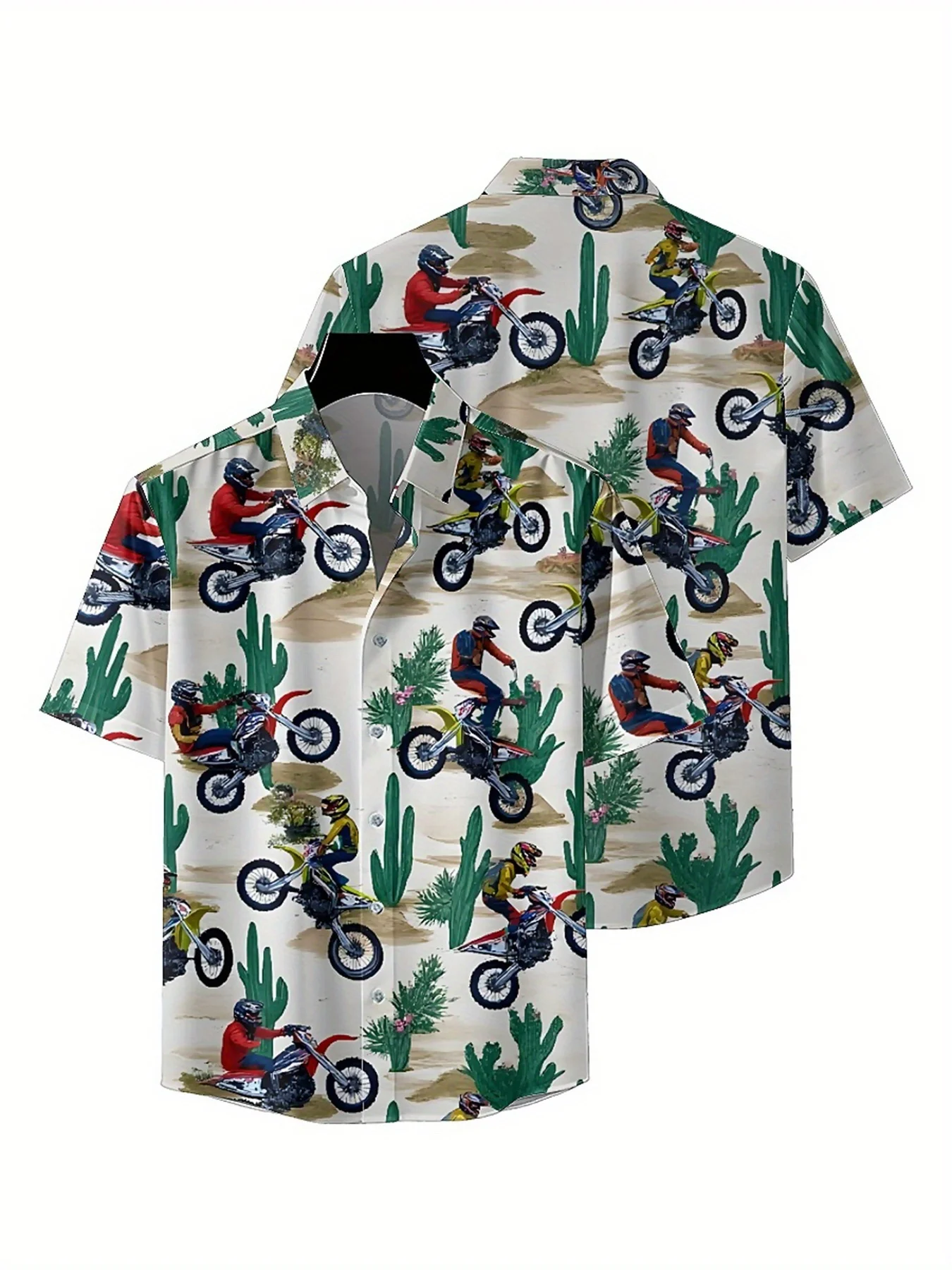 Мужские гавайские рубашки больших размеров с рисунком пустыни и кактуса - Фотография_5