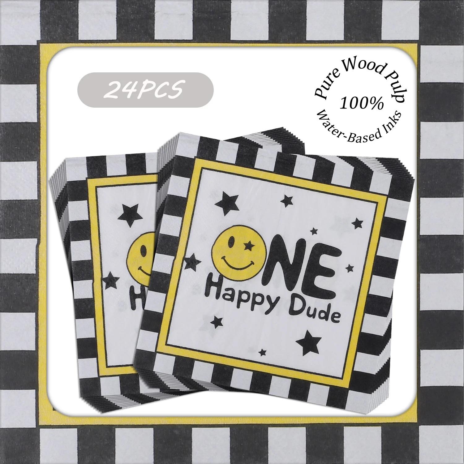 33x33 см, 2-слойные бумажные салфетки с принтом «one happy dude»