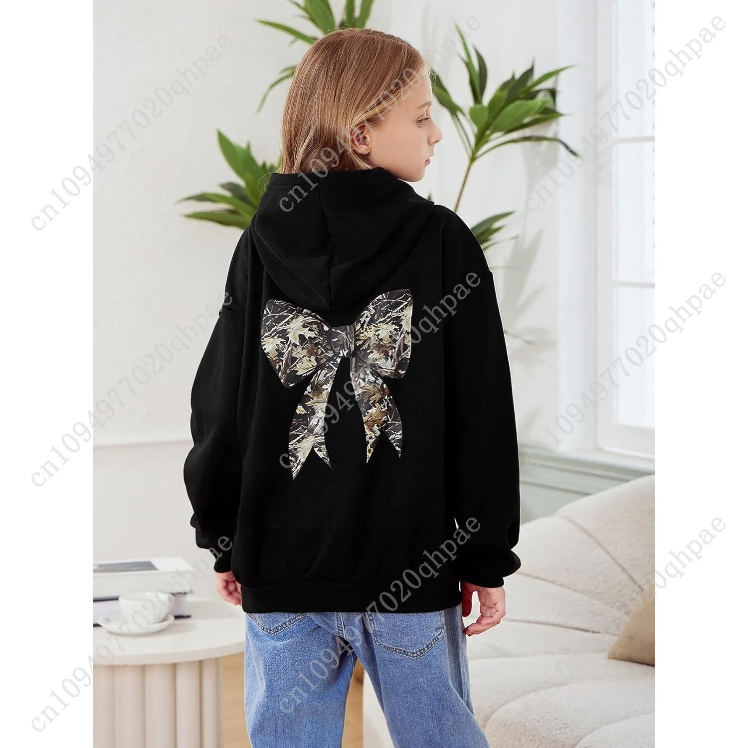Камуфляжная толстовка с бантом для девочек - Фотография_2