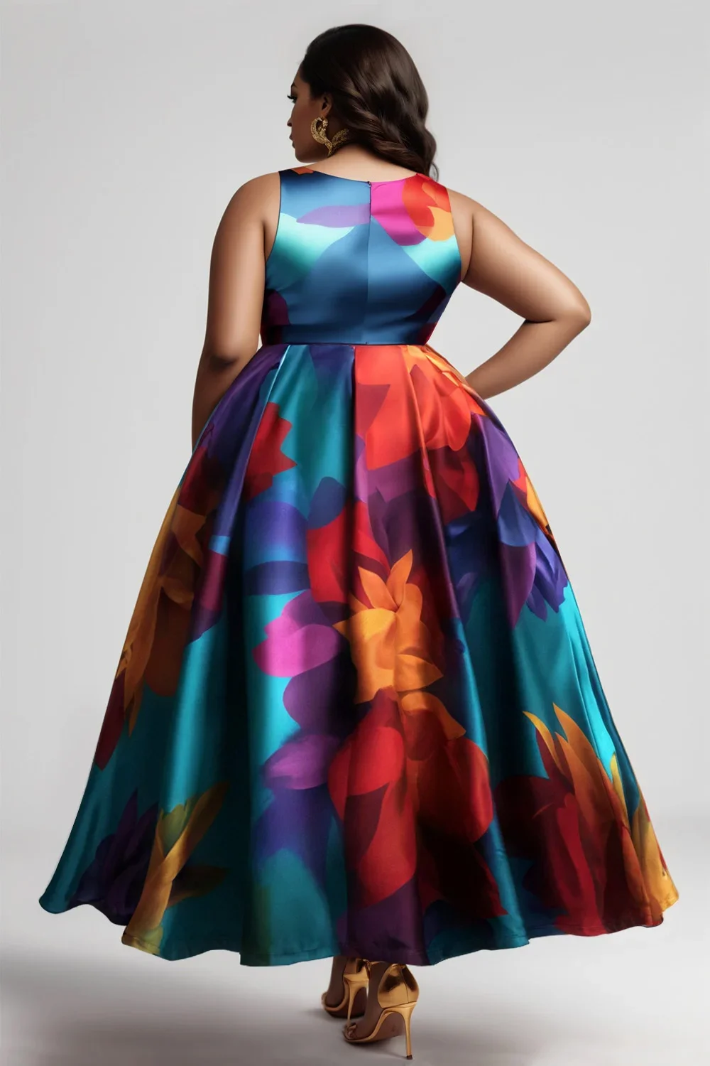 Plus size платье-майка с цветочным принтом для женщин - Фотография_2