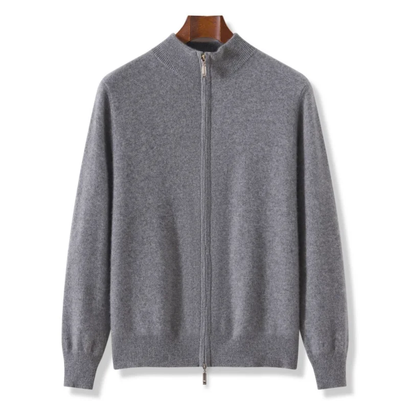 Повседневный вязаный кардиган с воротником-стойкой - Фотография_6