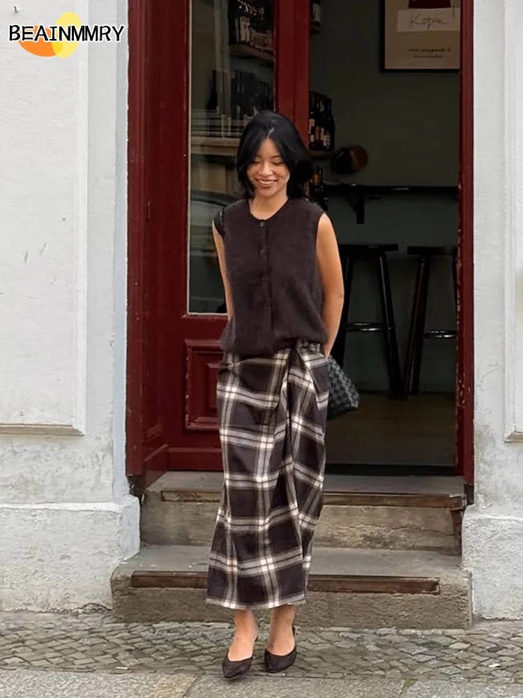 Женская юбка-миди в клетку