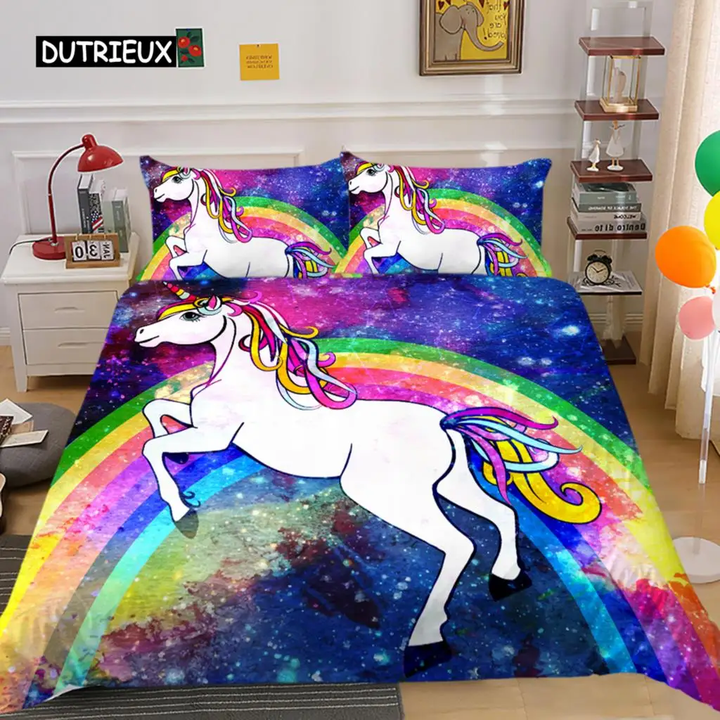 Unicorn king queen duvet cover