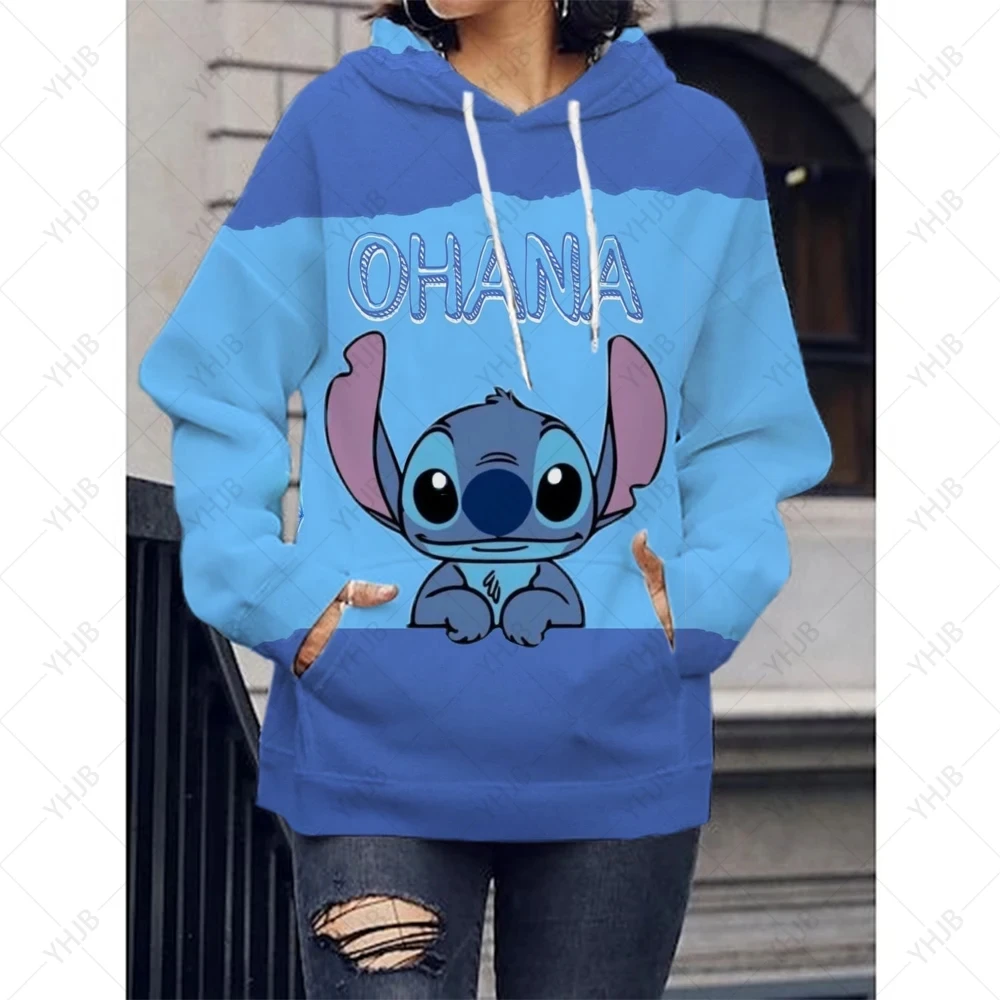 Disney-hoodies femininos com impressão dos desenhos animados