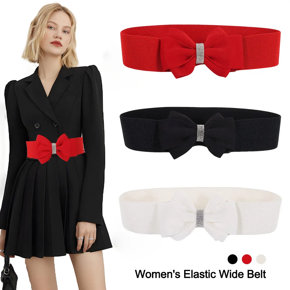 Женский эластичный широкий ремень с регулируемой пряжкой