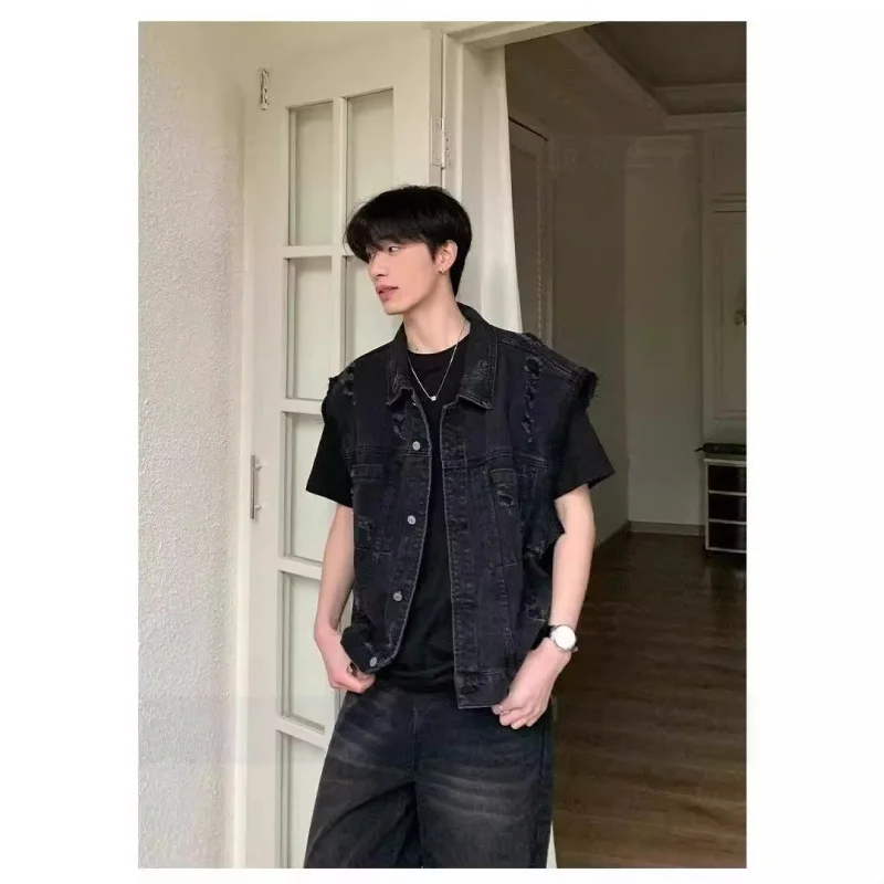 Осенний американский ретро потертый жилет - Фотография_3