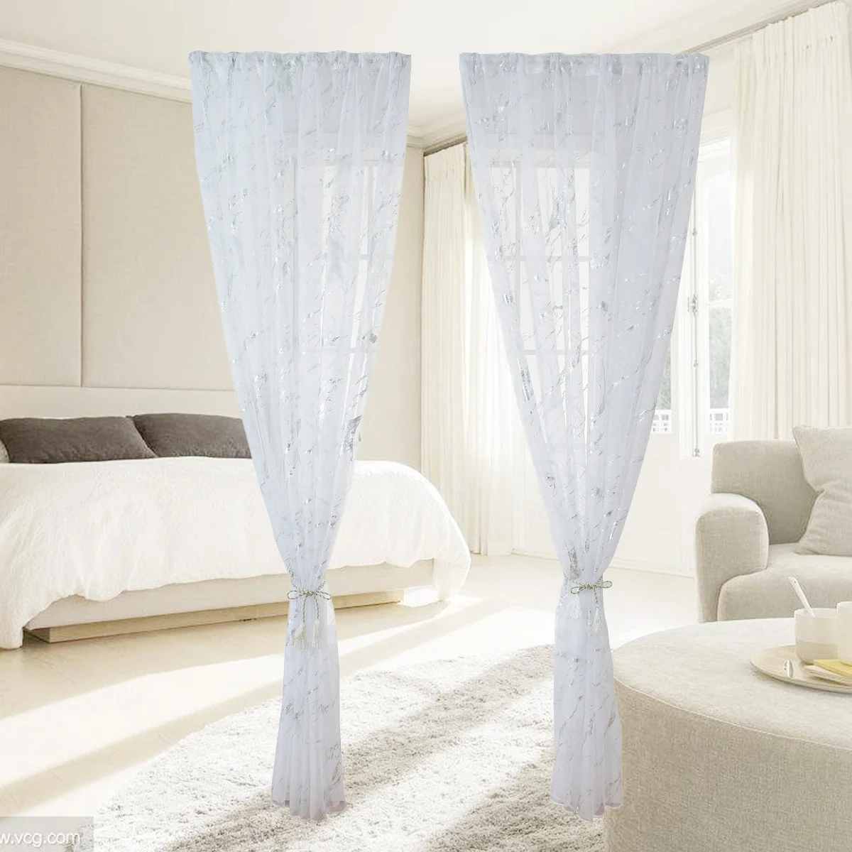 Прозрачная занавеска с мраморной текстурой - Фотография_2