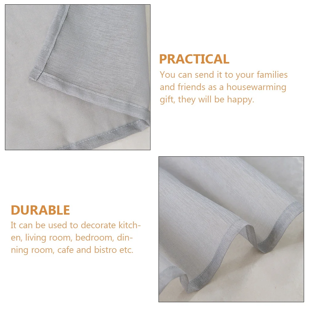 Короткая серая льняная прозрачная занавеска для кухни - Фотография_4