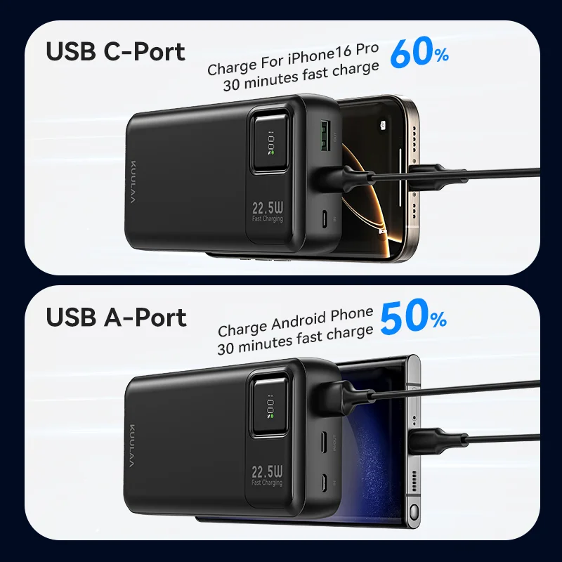 Kuulaa 20000 мач power bank портативный внешний аккумулятор 22 - Фотография_2