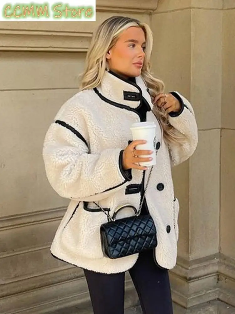 Повседневная женская шерстяная лоскутная куртка в стиле пэчворк - Фотография_2