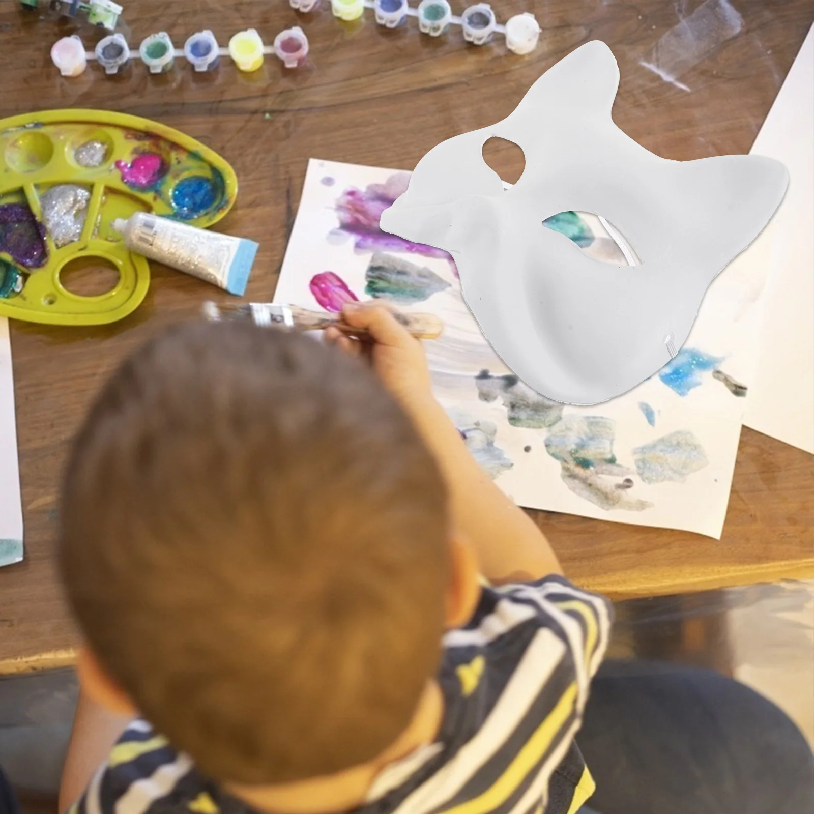 Белая маска для лица эмбриона лисы - Фотография_4