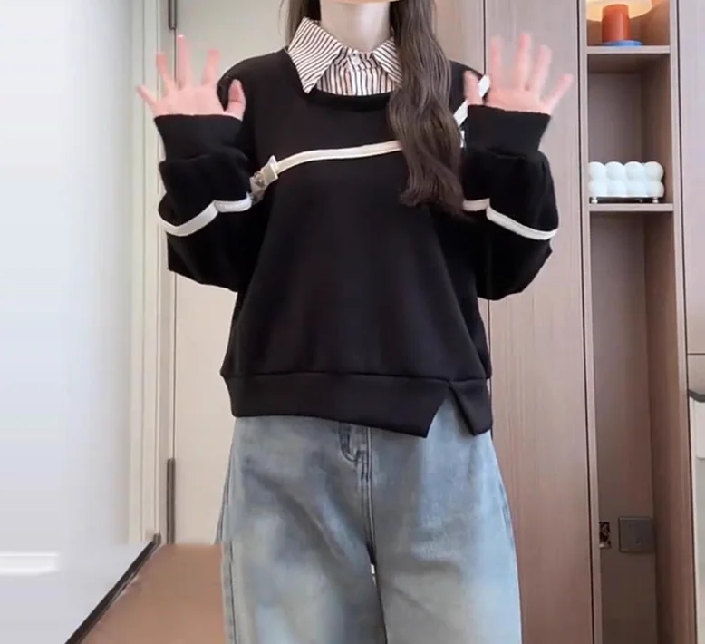 Женский осенне-зимний свитер большого размера с милым бантом - Фотография_3