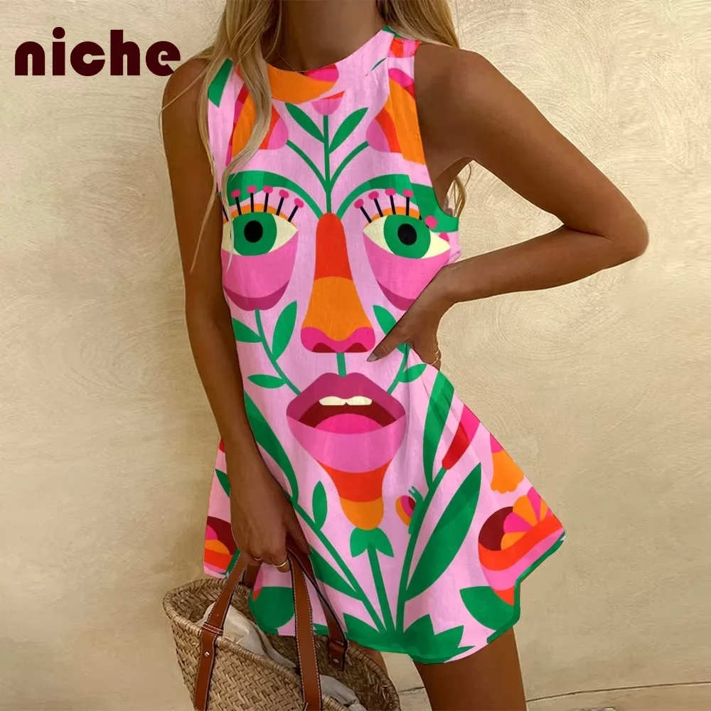 Платье женское из хлопка и льна
