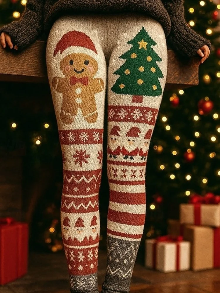Женские удобные леггинсы с рождественским принтом - Фотография_4