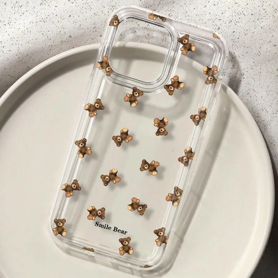 Чехол для телефона с цветочным принтом медведя для iphone 16