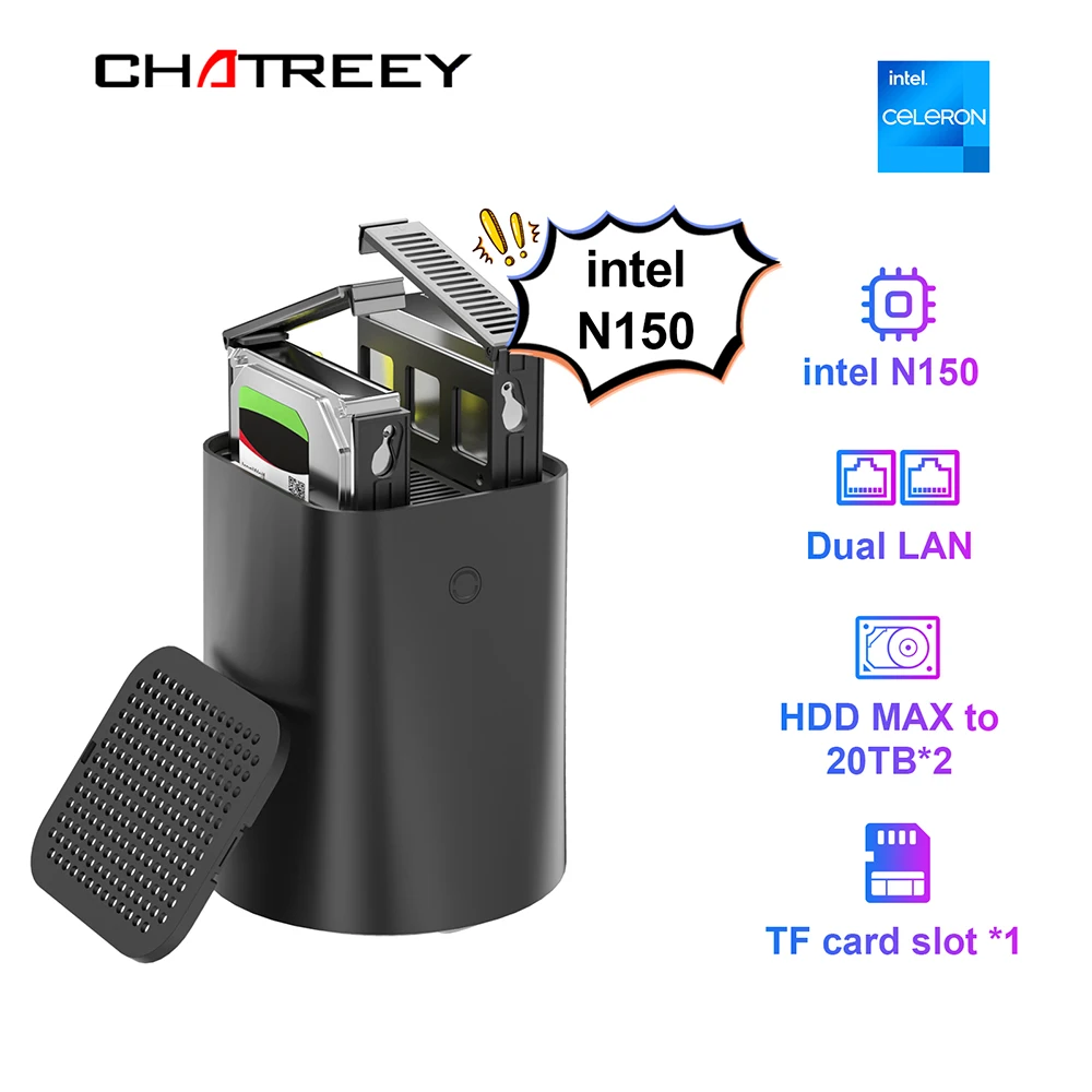 Intel celeron n150 chatreey nas мини-пк ssd с windows 11