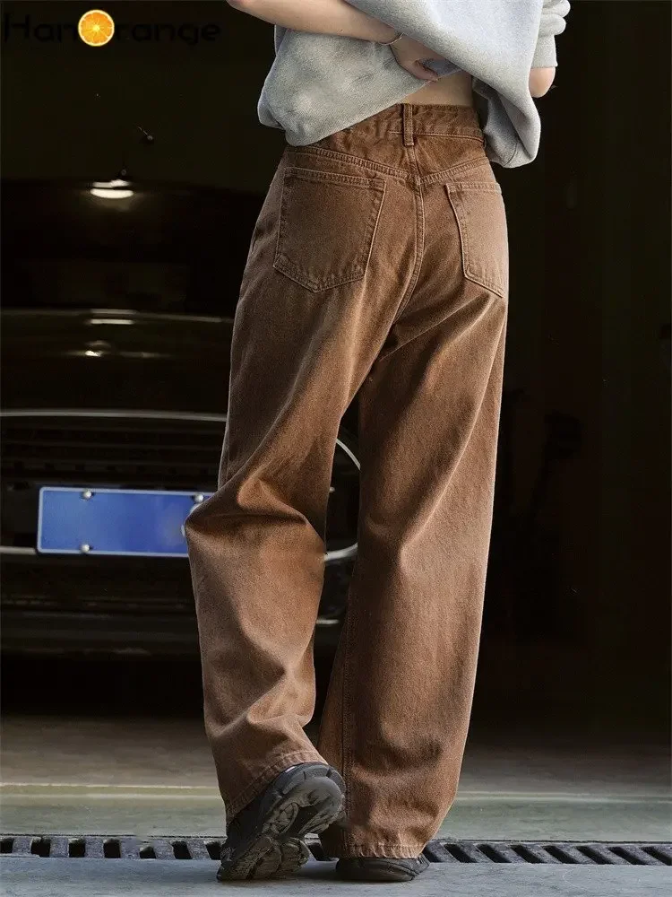 Зимние винтажные повседневные прямые джинсы с высокой талией - Фотография_2