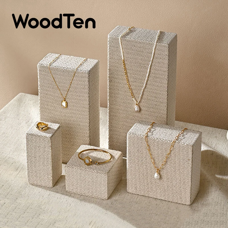 Woodten льняной реквизит для демонстрации ювелирных изделий для колец