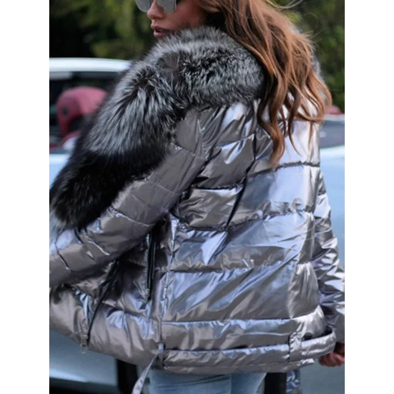 Зимнее пальто женское яркое поверхностное - Фотография_5