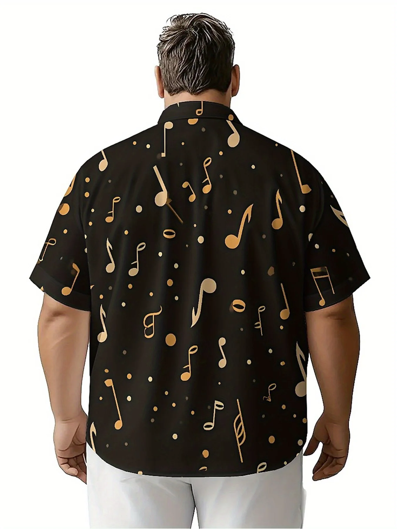 Мужские гавайские рубашки больших размеров с рисунком музыкальной мелодии - Фотография_3