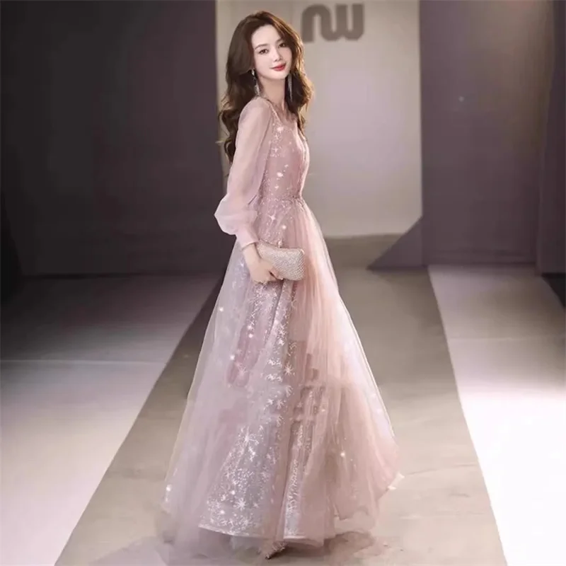 Летнее женское новое розовое вечернее платье - Фотография_4