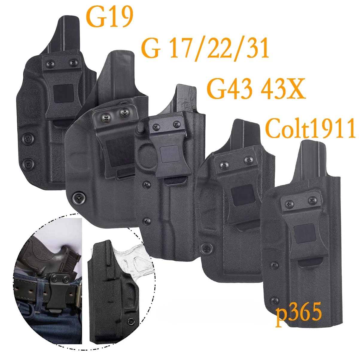 Тактическая внутренняя поясная кобура для скрытого ношения для glock 17