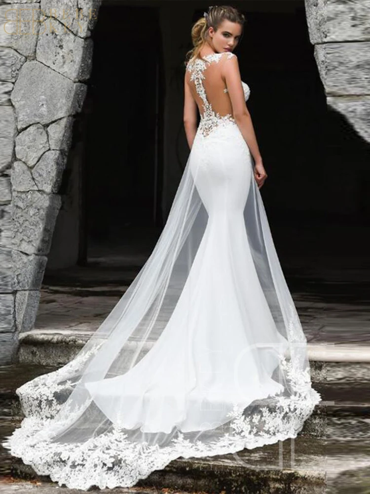 Bebekey элегантное кружевное свадебное платье с двойной аппликацией - Фотография_3