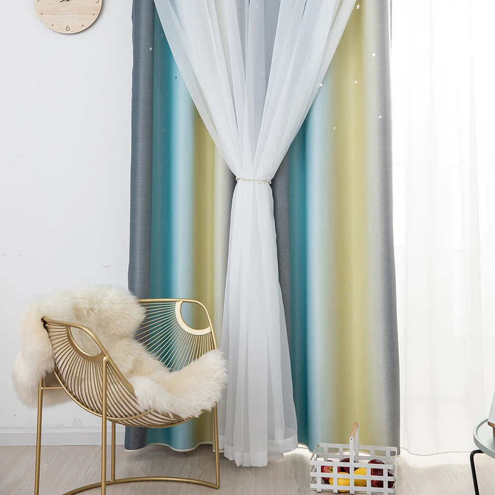 Двухслойная блестящая сетчатая занавеска со звездой - Фотография_2